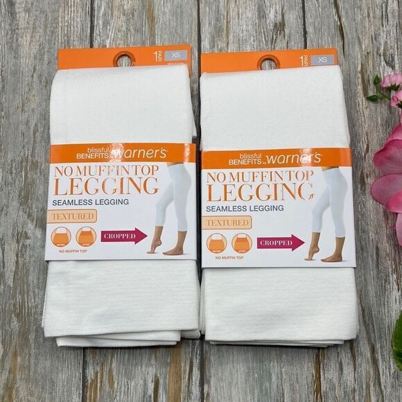 WOMEN’S NO MUFFIN Top Cropped Twill Seamless Shaping Leggings 2-Pack Size XS - Picture 1 of 4